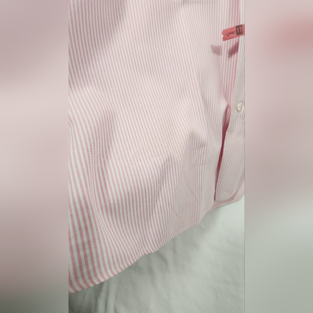 VINTAGE Polo Ralph Lauren Custom Fit Shirt Men's 16 1/2 32/33 Striped Pink White - Picture 7 of 14